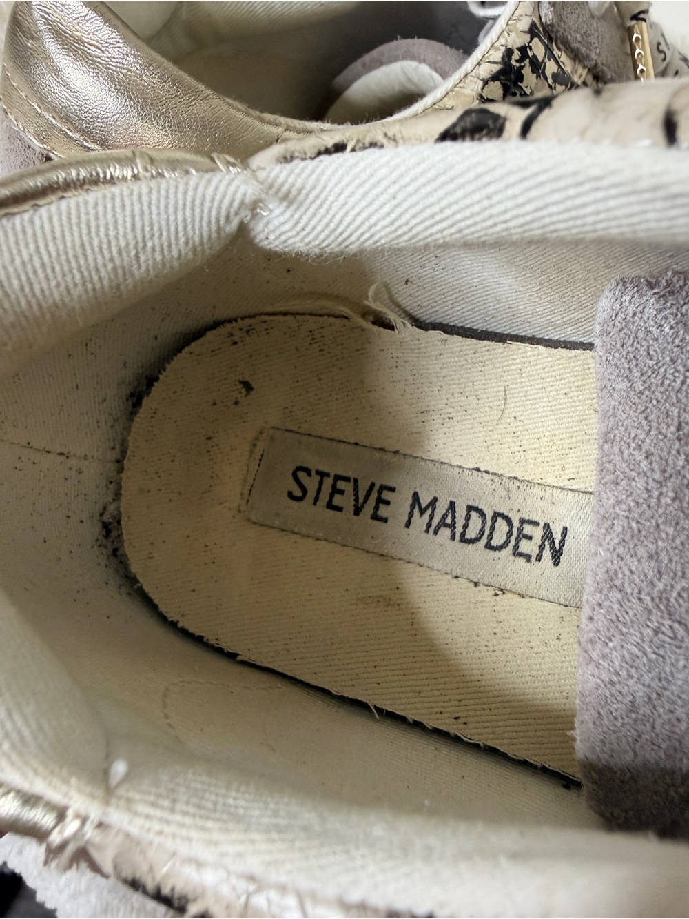 Steve Madden Mirage Suede Snake Print Lace Up Low Top Sneakers Grey Silver Sz 8 - Picture 5 of 9